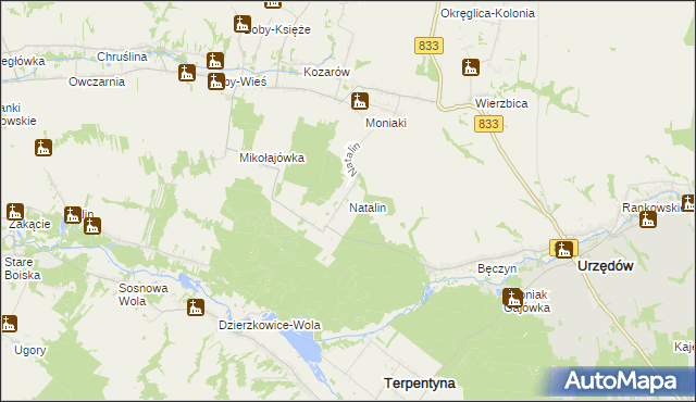 mapa Natalin gmina Urzędów, Natalin gmina Urzędów na mapie Targeo