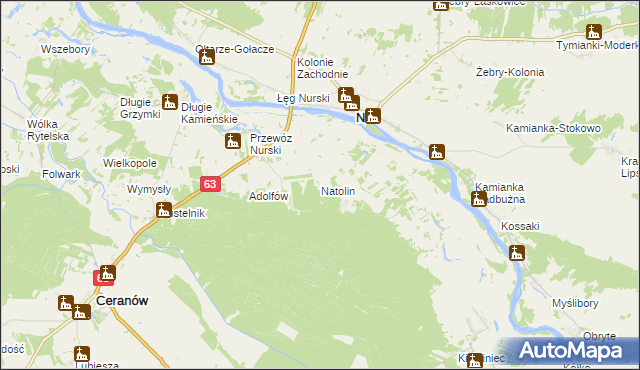 mapa Natolin gmina Ceranów, Natolin gmina Ceranów na mapie Targeo