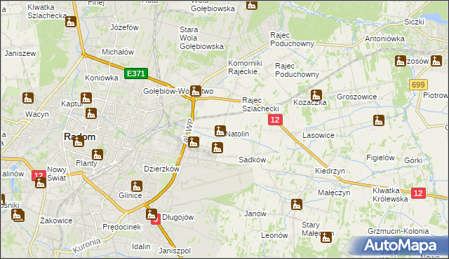 mapa Natolin gmina Jedlnia-Letnisko, Natolin gmina Jedlnia-Letnisko na mapie Targeo