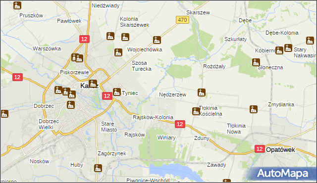 mapa Nędzerzew gmina Opatówek, Nędzerzew gmina Opatówek na mapie Targeo