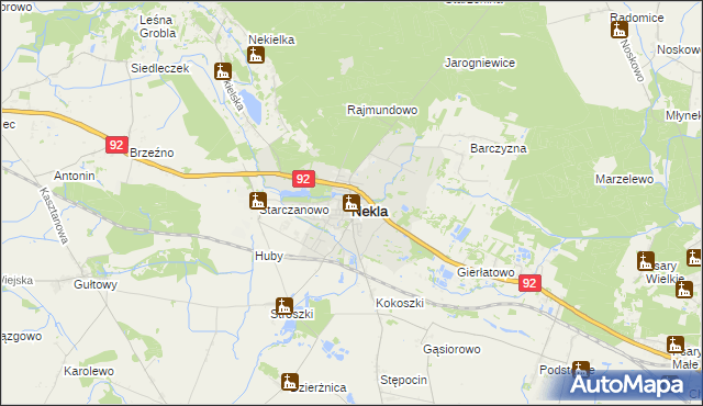 mapa Nekla powiat wrzesiński, Nekla powiat wrzesiński na mapie Targeo