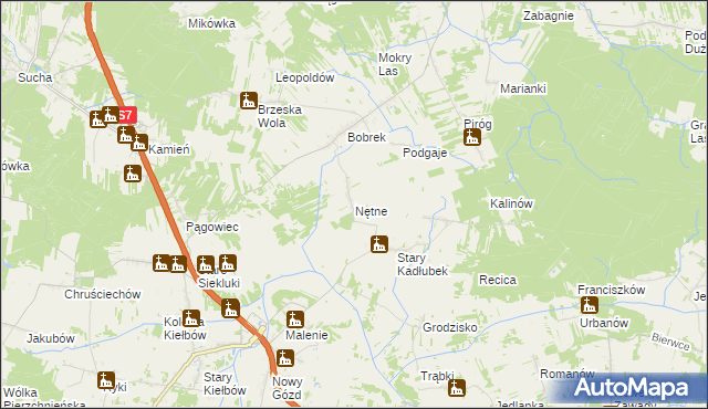 mapa Nętne, Nętne na mapie Targeo