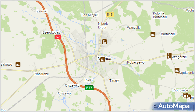 mapa Nidzica, Nidzica na mapie Targeo