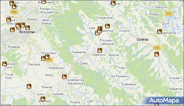 mapa Niebocko, Niebocko na mapie Targeo