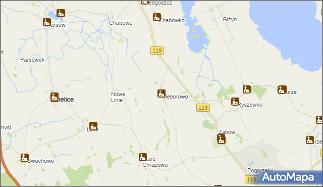 mapa Nieborowo, Nieborowo na mapie Targeo