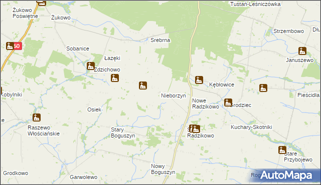 mapa Nieborzyn gmina Czerwińsk nad Wisłą, Nieborzyn gmina Czerwińsk nad Wisłą na mapie Targeo