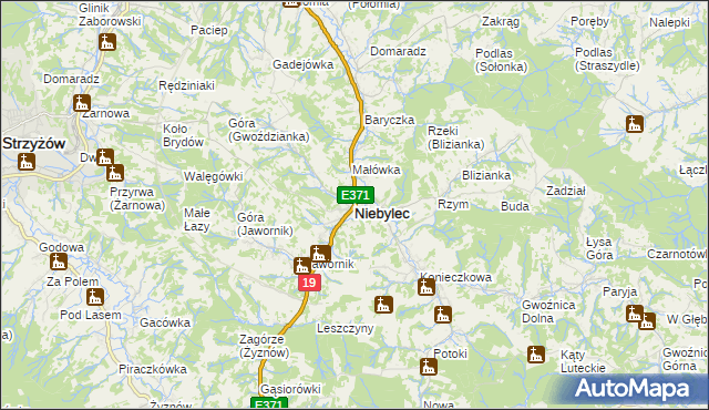 mapa Niebylec, Niebylec na mapie Targeo