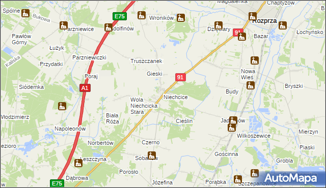 mapa Niechcice, Niechcice na mapie Targeo