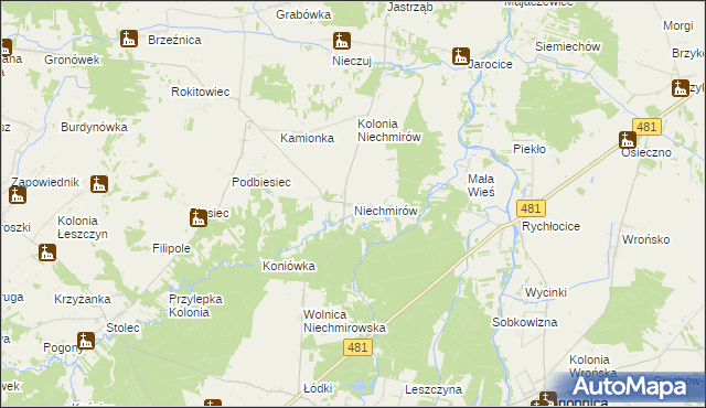 mapa Niechmirów, Niechmirów na mapie Targeo