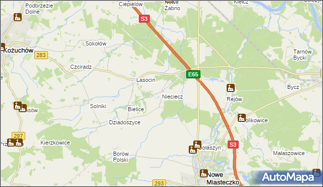 mapa Nieciecz gmina Nowe Miasteczko, Nieciecz gmina Nowe Miasteczko na mapie Targeo