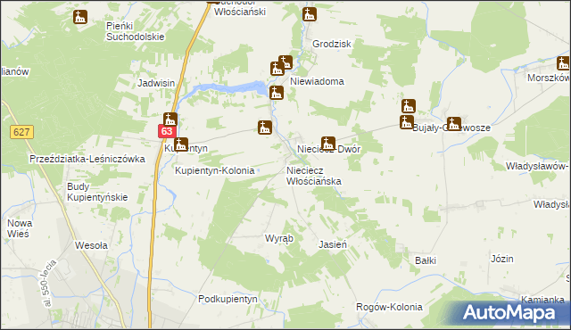 mapa Nieciecz Włościańska, Nieciecz Włościańska na mapie Targeo