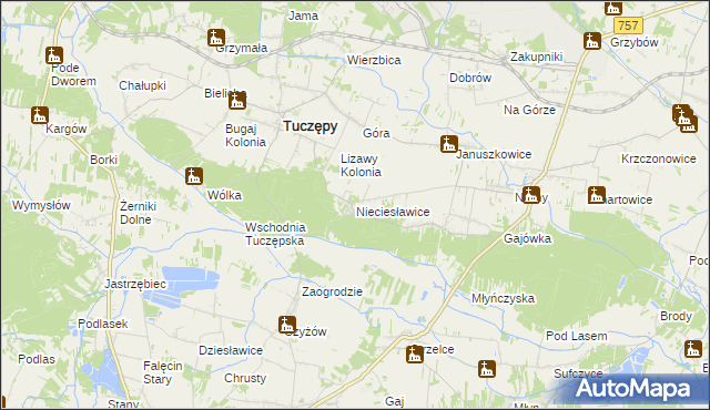 mapa Nieciesławice, Nieciesławice na mapie Targeo