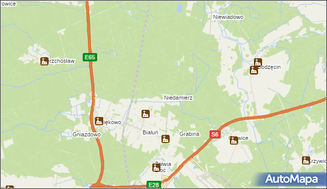 mapa Niedamierz, Niedamierz na mapie Targeo