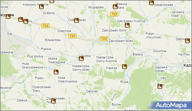 mapa Niedarczów Dolny-Kolonia, Niedarczów Dolny-Kolonia na mapie Targeo