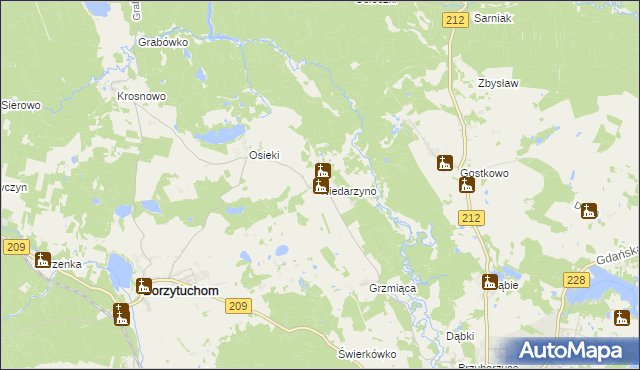mapa Niedarzyno, Niedarzyno na mapie Targeo