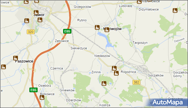 mapa Niedaszów, Niedaszów na mapie Targeo