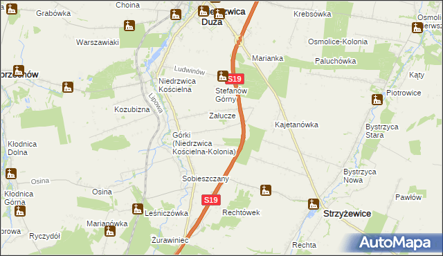 mapa Niedrzwica Kościelna-Kolonia, Niedrzwica Kościelna-Kolonia na mapie Targeo