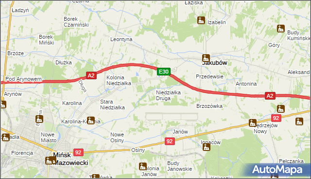 mapa Niedziałka Druga, Niedziałka Druga na mapie Targeo