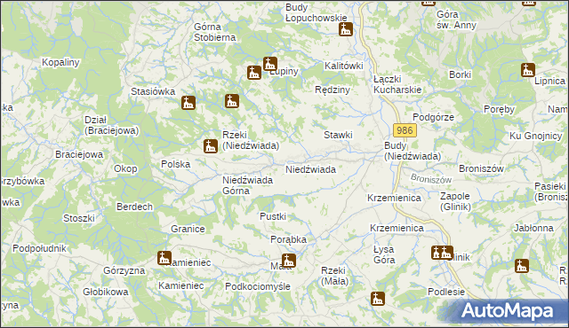 mapa Niedźwiada gmina Ropczyce, Niedźwiada gmina Ropczyce na mapie Targeo