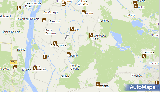 mapa Niedźwiada Mała, Niedźwiada Mała na mapie Targeo