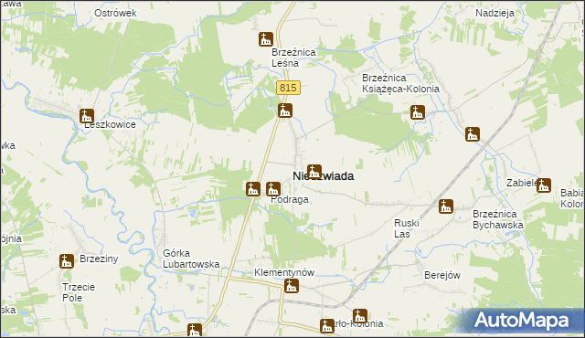 mapa Niedźwiada powiat lubartowski, Niedźwiada powiat lubartowski na mapie Targeo