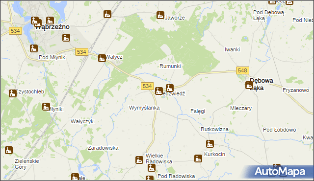 mapa Niedźwiedź gmina Dębowa Łąka, Niedźwiedź gmina Dębowa Łąka na mapie Targeo