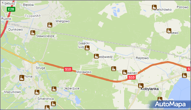 mapa Niedźwiedź gmina Kobylanka, Niedźwiedź gmina Kobylanka na mapie Targeo