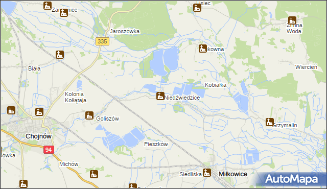 mapa Niedźwiedzice, Niedźwiedzice na mapie Targeo