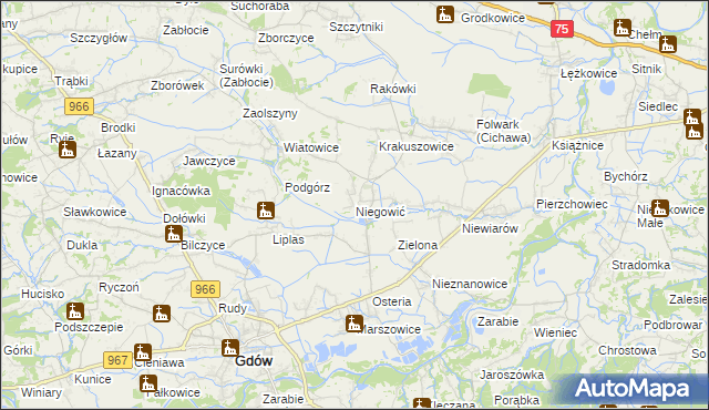 mapa Niegowić, Niegowić na mapie Targeo