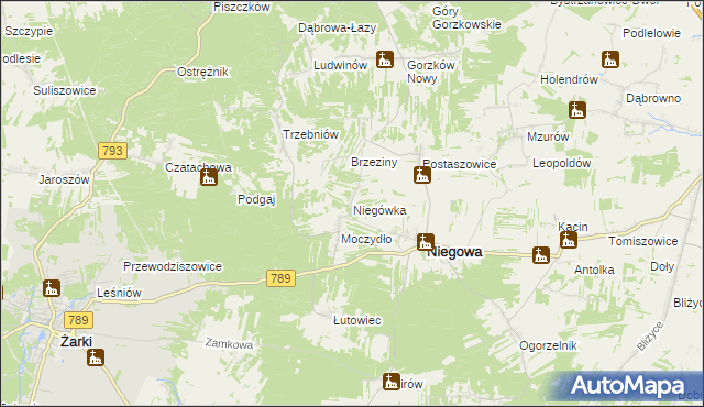 mapa Niegówka, Niegówka na mapie Targeo