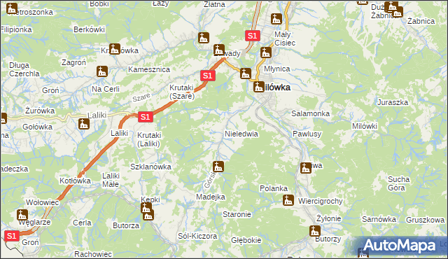 mapa Nieledwia, Nieledwia na mapie Targeo