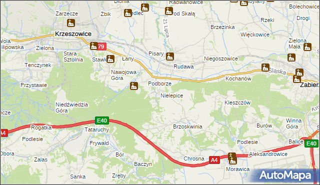 mapa Nielepice, Nielepice na mapie Targeo