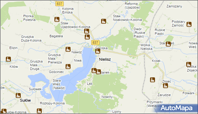 mapa Nielisz, Nielisz na mapie Targeo