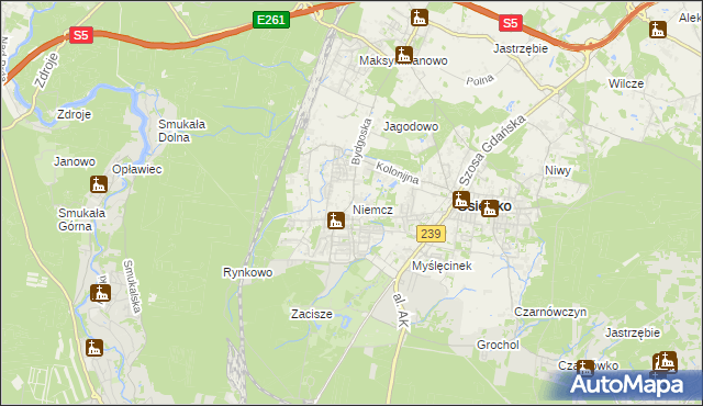 mapa Niemcz, Niemcz na mapie Targeo