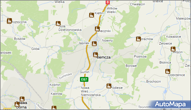 mapa Niemcza, Niemcza na mapie Targeo