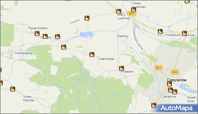 mapa Niemstów gmina Cieszanów, Niemstów gmina Cieszanów na mapie Targeo