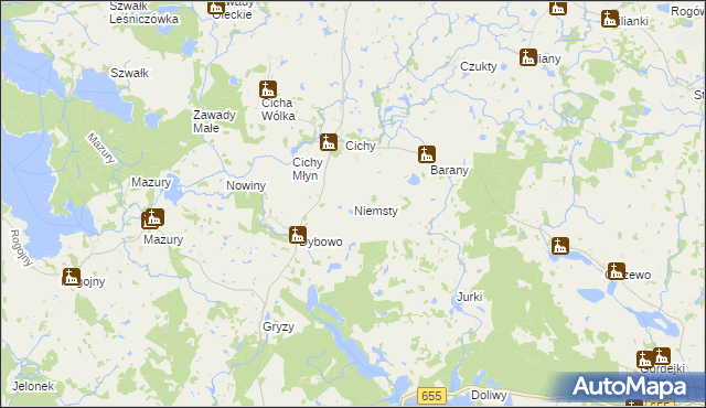 mapa Niemsty, Niemsty na mapie Targeo