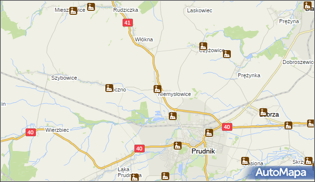 mapa Niemysłowice, Niemysłowice na mapie Targeo
