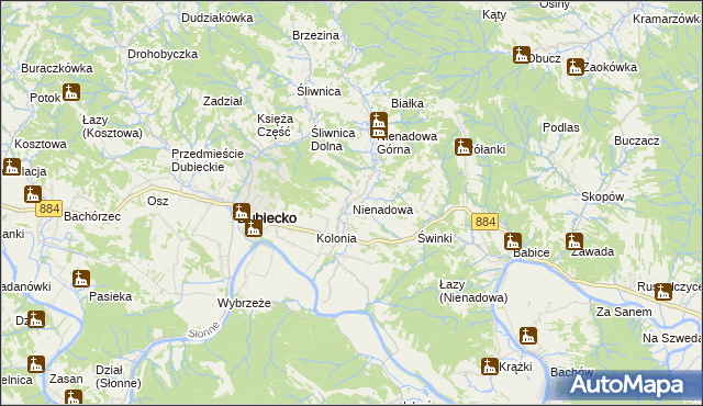 mapa Nienadowa, Nienadowa na mapie Targeo