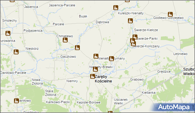 mapa Nienałty-Szymany, Nienałty-Szymany na mapie Targeo