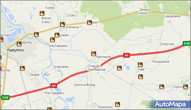 mapa Nienowice, Nienowice na mapie Targeo