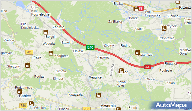 mapa Nieporaz, Nieporaz na mapie Targeo