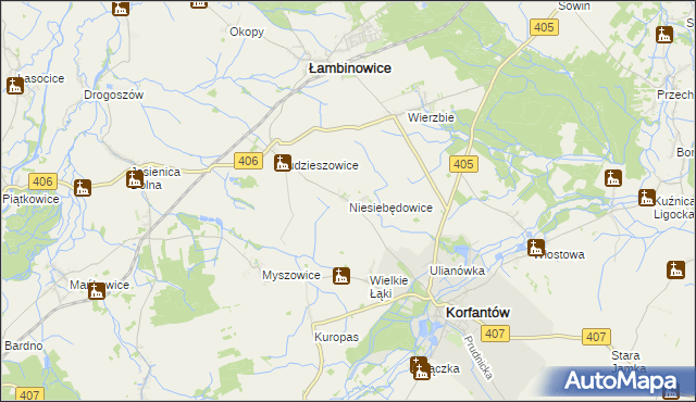 mapa Niesiebędowice, Niesiebędowice na mapie Targeo