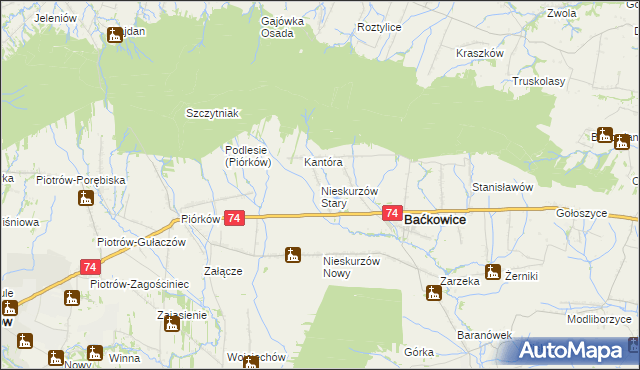 mapa Nieskurzów Stary, Nieskurzów Stary na mapie Targeo