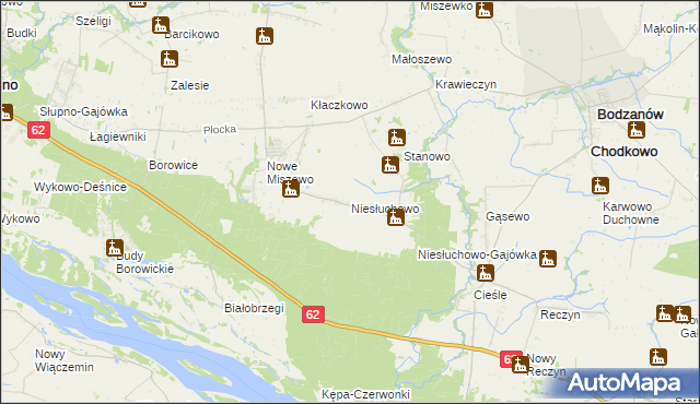 mapa Niesłuchowo, Niesłuchowo na mapie Targeo