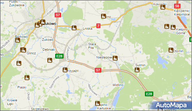 mapa Niestępowo, Niestępowo na mapie Targeo