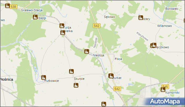 mapa Niestoja, Niestoja na mapie Targeo
