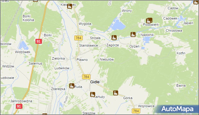 mapa Niesulów, Niesulów na mapie Targeo