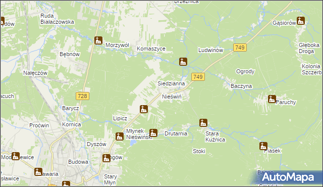 mapa Nieświń, Nieświń na mapie Targeo