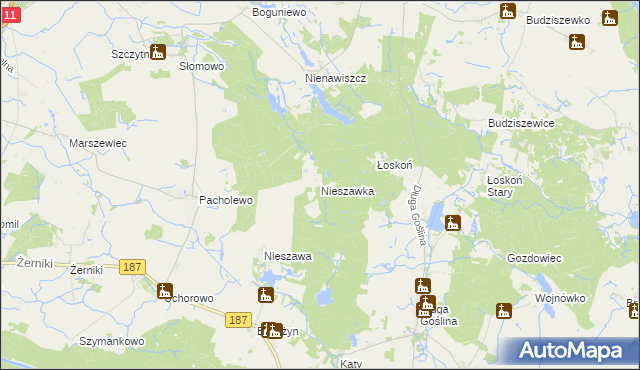 mapa Nieszawka, Nieszawka na mapie Targeo